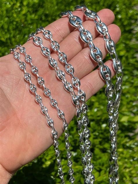 solid silver gucci link chain|puffed Gucci link gold chain.